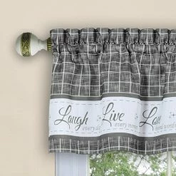 Buy 🤩 Curtain Tiers Achim Live Love Laugh Window Curtain Tier Pair And Valance Set 💯 -Window Curtains Shop detail2ACHM334