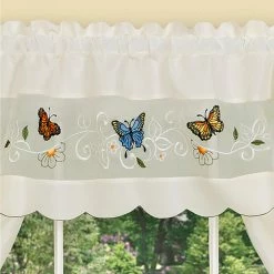 Buy ⭐ 36 - 45 In. Achim Daisy Meadow Embellished Cottage Window Curtain Set 🤩 -Window Curtains Shop detail2ACHM447