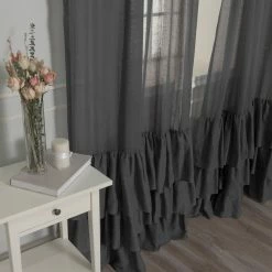 New 💯 Curtain Panels Best Home Fashion Faux Linen Ruffle Curtains 😀 -Window Curtains Shop detail2BESH257
