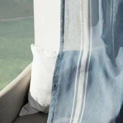 Brand new 🎉 Curtain Panels Best Home Fashion Sheer Faux Linen Reverse Triple Stripe Curtains ❤️ -Window Curtains Shop detail2BESH282