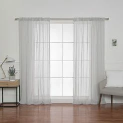 Coupon 👍 Curtain Panels Best Home Fashion Sheer Linen Look Curtains 🥰 -Window Curtains Shop detail2BESH306