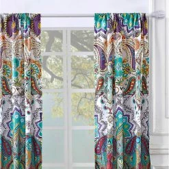 New ⭐ 73 - 84 In. Greenland Home Fashions Nirvana Teal Window Panel Pair 🛒 -Window Curtains Shop detail2GRNLD640