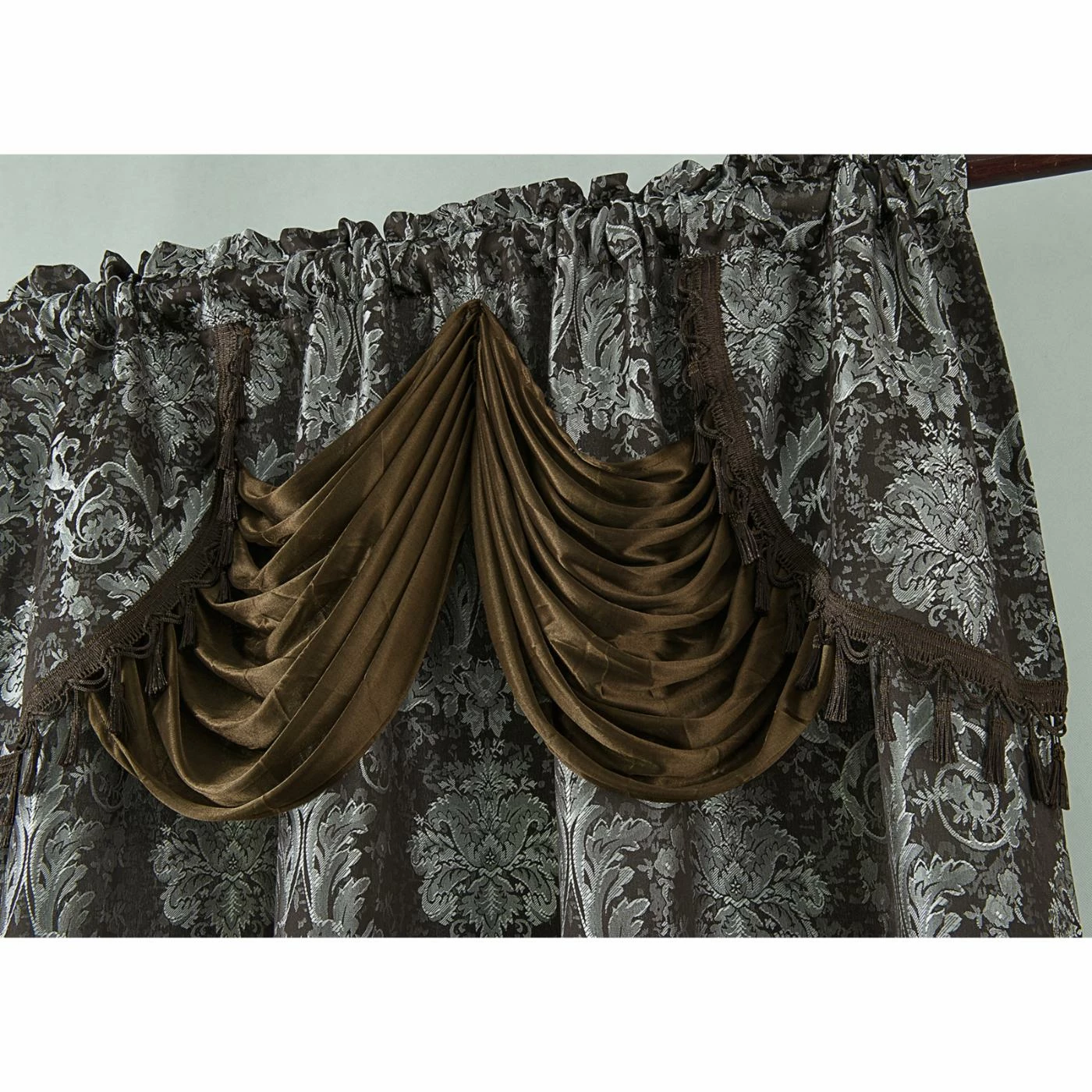 Deals π― Curtain Panels RT Designers Collection Gloria Floral/Damask Textured Jacquard 84 In. Single Rod Pocket Curtain Panel With Attached Valance π 4 Deals π― Curtain Panels RT Designers Collection Gloria Floral/Damask Textured Jacquard 84 In. Single Rod Pocket Curtain Panel With Attached Valance π - Image 4