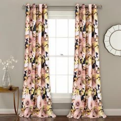 Buy ✨ Curtain Panels Lush Decor Floral Watercolor Room Darkening Panel Pair 👏 -Window Curtains Shop detail2TRIA754