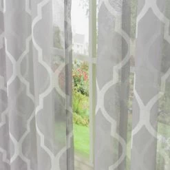 Flash Sale 🛒 Curtain Panels Best Home Fashion Grey Sheer Moroccan Print Grommet Top Curtain 😍 -Window Curtains Shop detail3BESH016