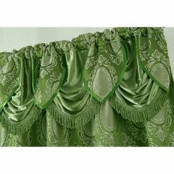 Best Pirce 😀 Curtain Panels RT Designers Collection Kenyon Damask Textured Jacquard 84 In. Single Rod Pocket Curtain Panel With Attached Valance 🛒 -Window Curtains Shop detail3RMLL312