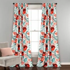 Wholesale 👏 Curtain Panels Lush Decor Poppy Garden Room Darkening Curtain Panel Pair 🛒 -Window Curtains Shop detail3TRIA733