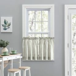 Best Sale 🎁 36 - 45 In. Ellis Curtain Plaza Stripe Window Curtain Tier- Blue - 24 👍 -Window Curtains Shop detail4ALEL238