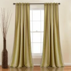 Cheapest 🥰 Curtain Panels Julia Stripe Room Darkening Window Curtain Set By Half Moon ✨ -Window Curtains Shop detail4TRIA620