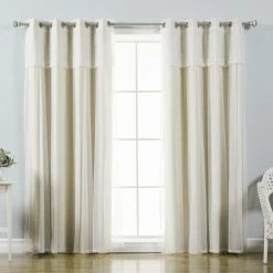 Best Pirce 🎁 Curtain Panels Best Home Fashion Mix & Match Tulle Blackout Curtain With Attached Valance - Set Of 4 ✔️ -Window Curtains Shop detail5BESH028