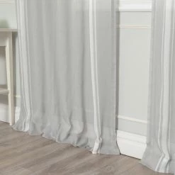 Brand new 🎉 Curtain Panels Best Home Fashion Sheer Faux Linen Reverse Triple Stripe Curtains ❤️ -Window Curtains Shop detail6BESH282