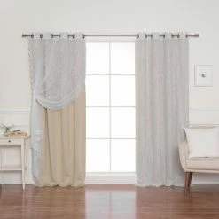 Best Pirce 🧨 Curtain Panels Best Home Fashion 4 Piece Rose Sheers And Blackout Curtain Set ⌛ -Window Curtains Shop detail7BESH339