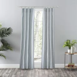 Best deal 👏 73 - 84 In. Ellis Curtain Plaza Stripe Window Curtain Panel Pair - Blue - 63 ✔️ -Window Curtains Shop detailALEL239