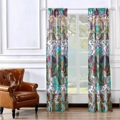 New ⭐ 73 - 84 In. Greenland Home Fashions Nirvana Teal Window Panel Pair 🛒 -Window Curtains Shop detailGRNLD640