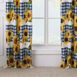 Flash Sale ⌛ 73 - 84 In. Barefoot Bungalow Sunflower Window Panel Pair ✨ -Window Curtains Shop detailGRNLD656