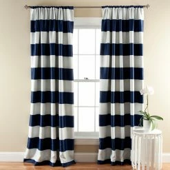 Budget 🥰 Curtain Panels Half Moon Stripe Blackout Window Curtain Set 🧨 -Window Curtains Shop detailTRIA342