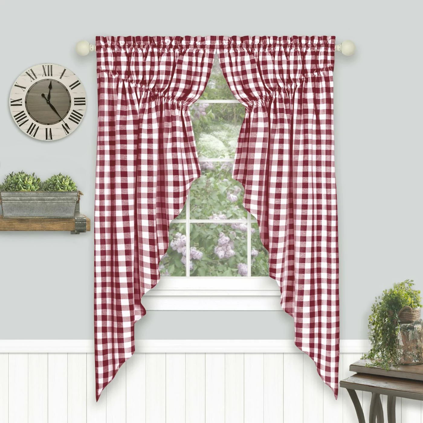 Wholesale π 55 - 63 In. Achim Buffalo Check Gathered Swag Window Curtain Pair π€© 2 Wholesale π 55 - 63 In. Achim Buffalo Check Gathered Swag Window Curtain Pair π€© - Image 2