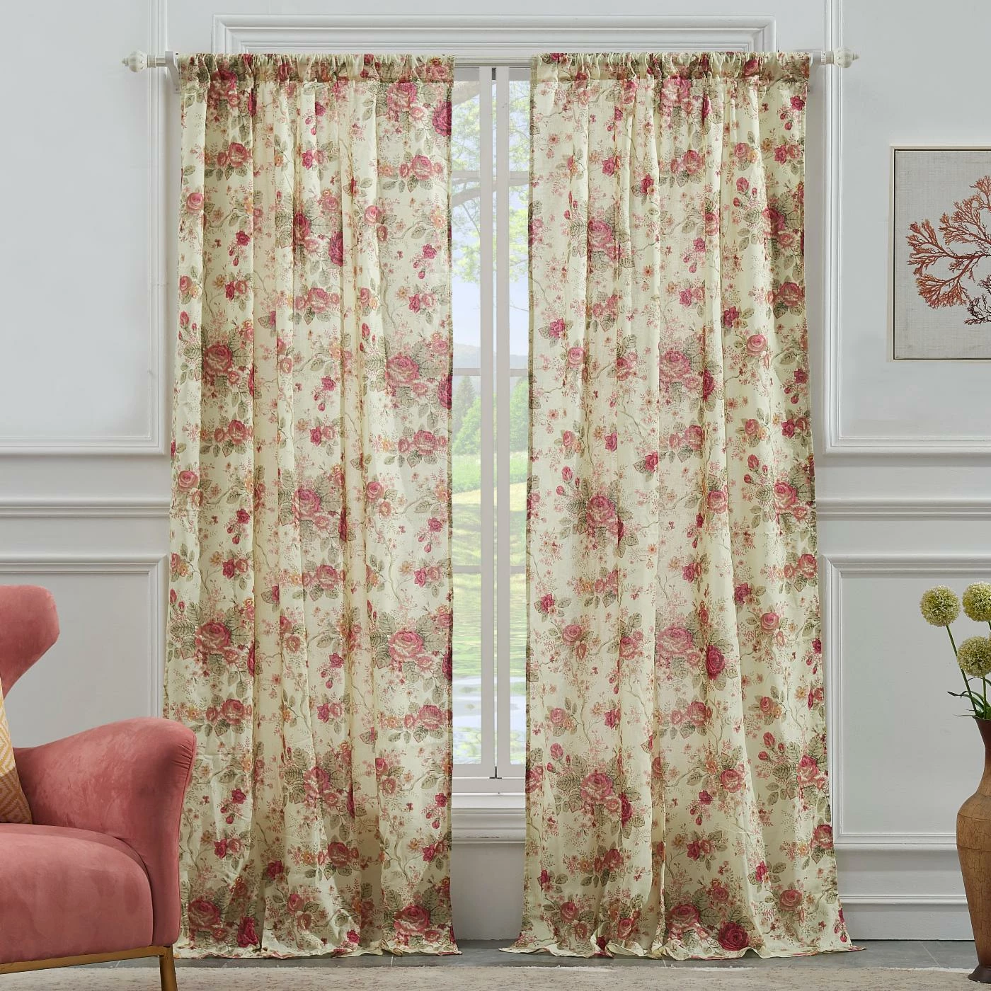 Top 10 𧨠Curtain Panels Greenland Home Fashions Antique Rose - 84L X 42W In. Window Panel Pair With Tiebacks π₯ 2 Top 10 𧨠Curtain Panels Greenland Home Fashions Antique Rose - 84L X 42W In. Window Panel Pair With Tiebacks π₯ - Image 2