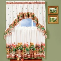 Coupon 🥰 36 - 45 In. Achim Country Garden Printed Tier Curtain And Swag Set 🛒