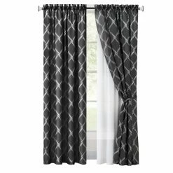 Outlet 😍 73 - 84 In. Achim Bombay Double Layered Rod Pocket Window Curtain Panel 🌟