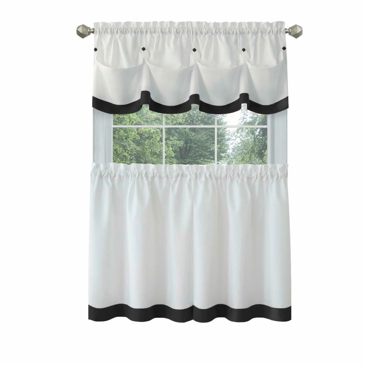 Outlet π― 36 - 45 In. Achim Lana Window Curtain Tier Pair And Valance Set π 1 Outlet π― 36 - 45 In. Achim Lana Window Curtain Tier Pair And Valance Set π