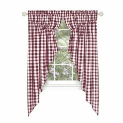 Wholesale 😀 55 - 63 In. Achim Buffalo Check Gathered Swag Window Curtain Pair 🤩