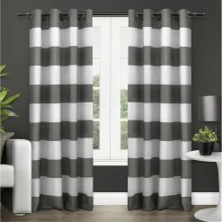 Brand new 🔔 Curtain Panels Exclusive Home Surfside Cabana Striped Grommet Curtain Panel Pair ✨