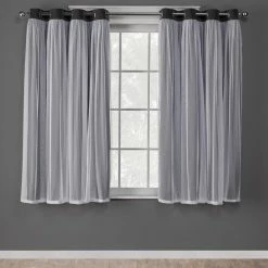 Promo 💯 96 - 108 In. Exclusive Home Catarina Layered Solid Blackout And Sheer Window Curtain Panel Pair 🔥
