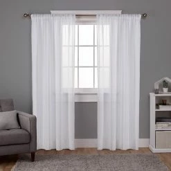 Promo 😍 Curtain Panels Exclusive Home Santos Embellished Stripe Textured Sheer Window Curtain Panel Pair 🥰