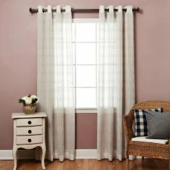 Hot Sale 🎁 Best Home Fashion Sheer Faux Linen Grommet Top Curtain Panels 🤩