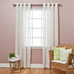 Buy 🌟 Curtain Panels Best Home Fashion Faux Flax Linen Grommet Top Curtain ⭐