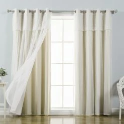 Best Pirce 🎁 Curtain Panels Best Home Fashion Mix & Match Tulle Blackout Curtain With Attached Valance - Set Of 4 ✔️