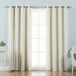 Hot Sale 🎉 Curtain Panels Best Home Fashion Mix & Match Tulle Sheer Lace Blackout Curtain - Set Of 4 💯