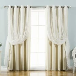 Best Pirce 🧨 Best Home Fashion Dotted Tulle Blackout Mix & Match Curtain Panels - Set Of 4 🧨