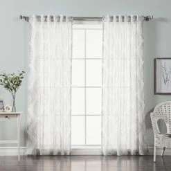 Hot Sale ⭐ Curtain Panels Best Home Fashion Medallion Sheer Faux Pippin Curtain Panel Pair 👏