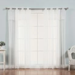 Best Sale 🤩 Curtain Panels Best Home Fashion Dimanche Tulle Lace Grommet Curtain Panel Pair With Attached Valance ✨