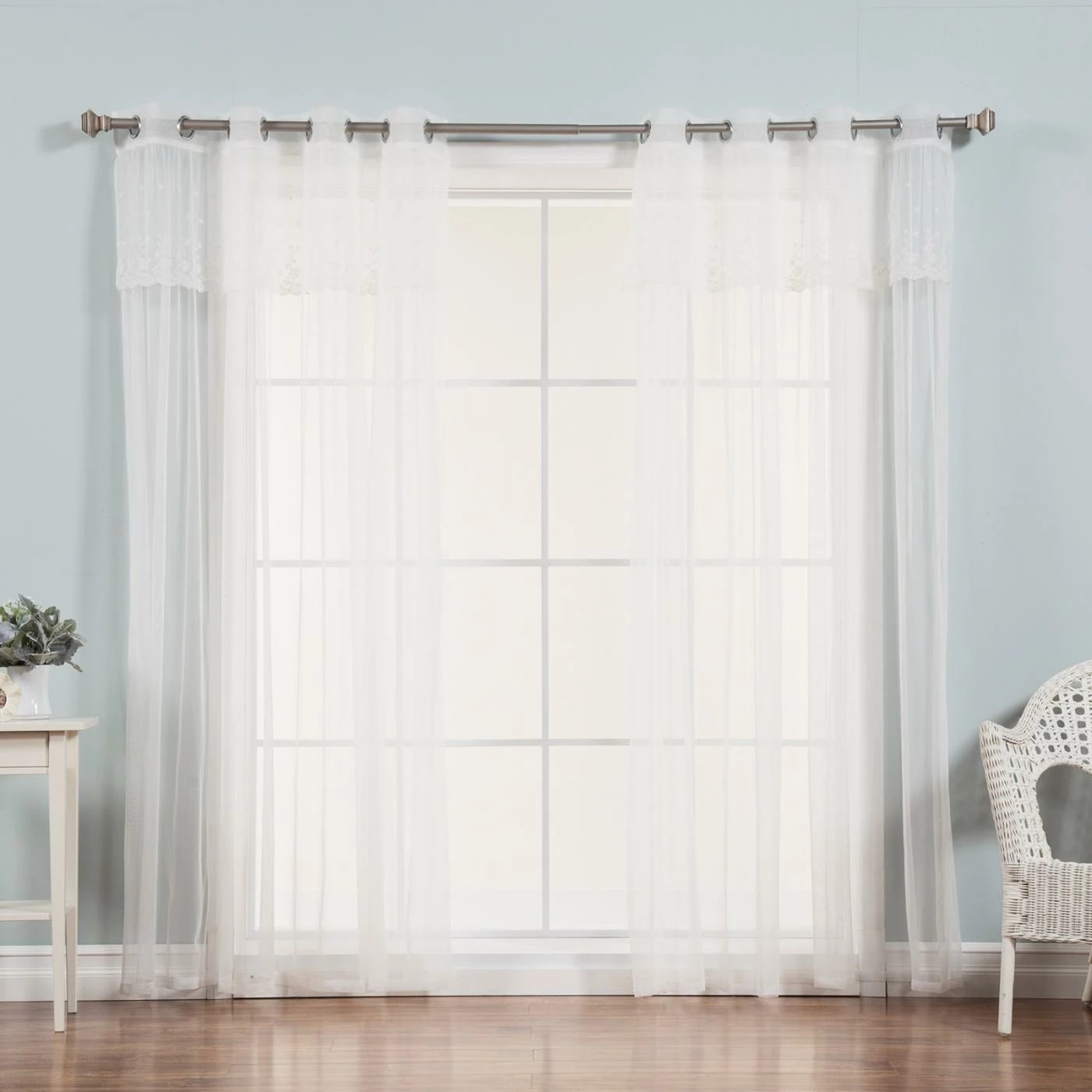 Best Sale π€© Curtain Panels Best Home Fashion Dimanche Tulle Lace Grommet Curtain Panel Pair With Attached Valance β¨ 1 Best Sale π€© Curtain Panels Best Home Fashion Dimanche Tulle Lace Grommet Curtain Panel Pair With Attached Valance β¨