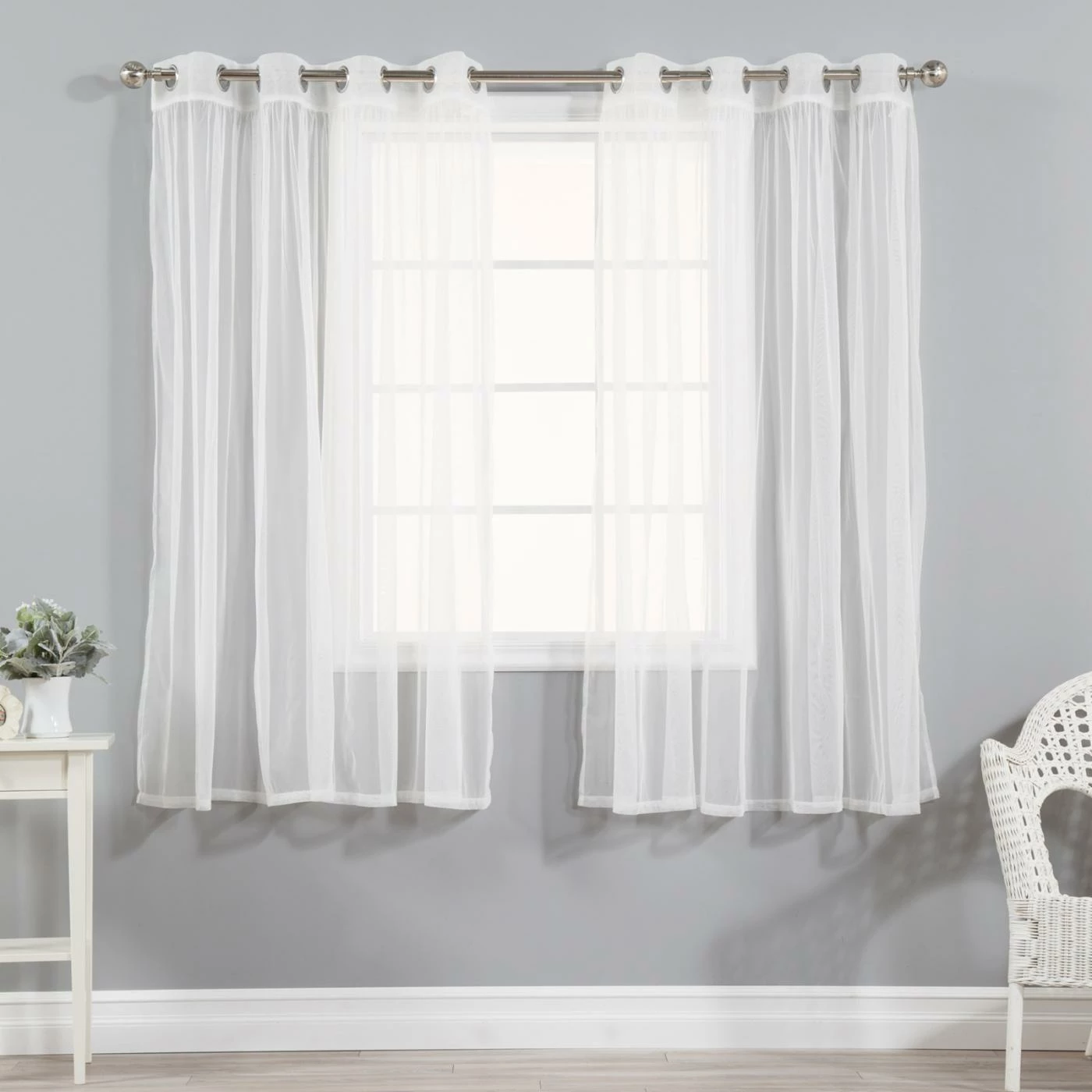 Discount π Curtain Panels Best Home Fashion Gathered Tulle Sheer Silver Grommet Curtain Panel Pair π 1 Discount π Curtain Panels Best Home Fashion Gathered Tulle Sheer Silver Grommet Curtain Panel Pair π