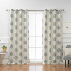 New ❤️ Curtain Panels Best Home Fashion Medallion Linen Blend Blackout Single Curtain Panel ⭐