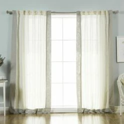 Deals 🧨 Curtain Panels Best Home Fashion Faux Linen Blend Bordered Curtain Panel Pair 🤩