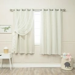 Brand new 🎉 Curtain Panels Best Home Fashion Mix And Match Star Punch Blackout And Tulle Grommet 4 Piece Curtain Sets ⭐