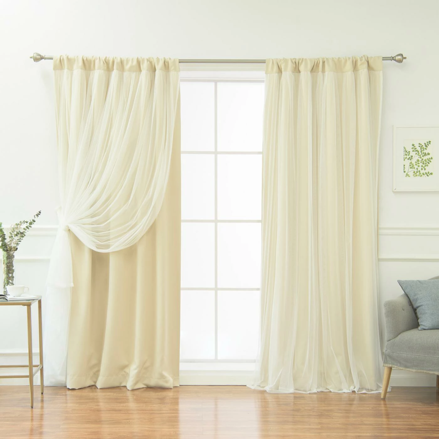 Best deal π Curtain Panels Best Home Fashion Solid Rod-Pocket Blackout With Tulle Overlay Curtain Panel Pair π 1 Best deal π Curtain Panels Best Home Fashion Solid Rod-Pocket Blackout With Tulle Overlay Curtain Panel Pair π