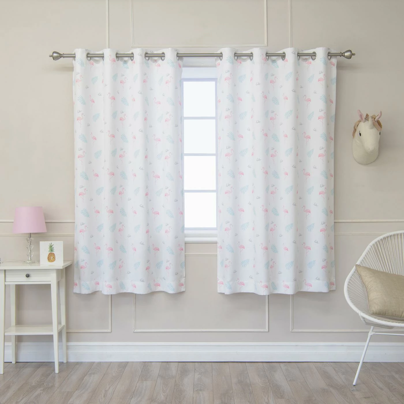 Cheapest ✔️ Curtain Panels Best Home Fashion Nordic Flamingo Print Curtain Panel Pair 🔔 1 Cheapest ✔️ Curtain Panels Best Home Fashion Nordic Flamingo Print Curtain Panel Pair 🔔
