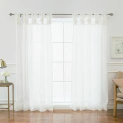 Budget ✔️ Curtain Panels Best Home Fashion Sheer Faux Linen Twist Tab Curtain Panel Pair 🌟
