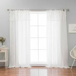 Best reviews of ⭐ Curtain Panels Best Home Fashion Abelia Belgian Flax Single Curtain Panel With Lace Valance 👏