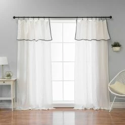 Brand new 😉 Curtain Panels Best Home Fashion Abelia Belgian Flax Linen Curtain With Bordered Valance 🤩