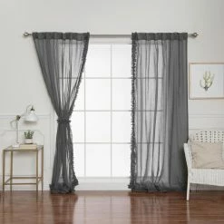 Cheap 😀 Curtain Panels Best Home Fashion Small Ruffle Curtains ⭐