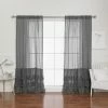 New 💯 Curtain Panels Best Home Fashion Faux Linen Ruffle Curtains 😀