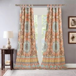 Cheapest 🥰 Curtain Panels Barefoot Bungalow Olympia Mediterranean Medallion Curtain Panel Pair ✨