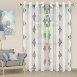 Promo 😉 Curtain Panels Superior Damask 2 Panels Sheer Curtains 🔔